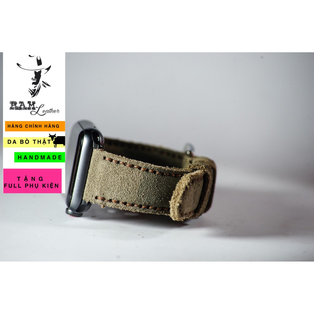 Dây đồng hồ da bò thật rằn ri quân đội handmade bền chắc cao cấp RAM Leather 1968 - tặng khóa chốt và cây thay dây