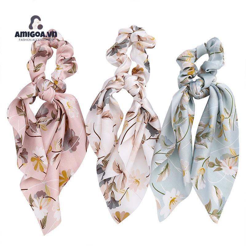 Dây Thun Cột Tóc Cao Su Đính Hoa Vải Dành Cho Nữ