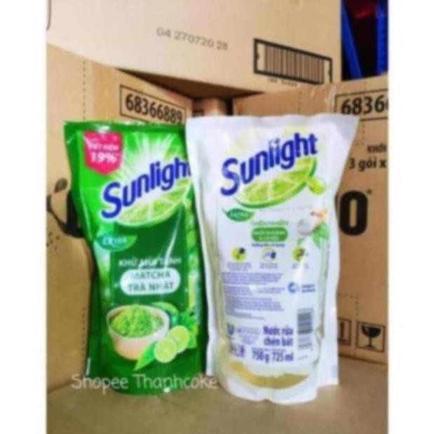 SUNLIGHT Nước Rửa Chén 750g dạng túi Matcha Trà Xanh Nhật , Muối Khoáng Lô Hội TrắngThiên Nhiên 750 g - uri1