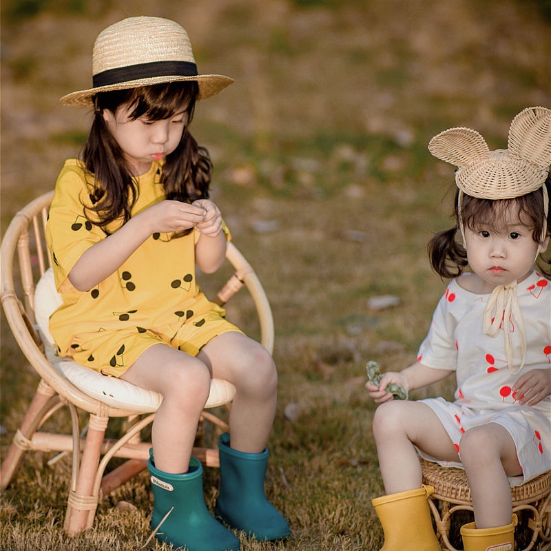 Set Áo Thun Ngắn Tay In Hình Quả Cherry Và Quần Short Thời Trang Mùa Hè Mới Cho Bé Gái