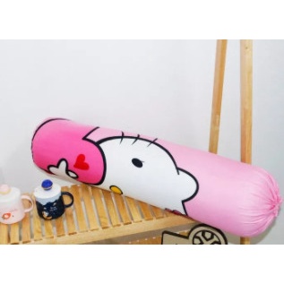 Vỏ Gối Ôm Vải cotton poly hàn 3d-đào cam