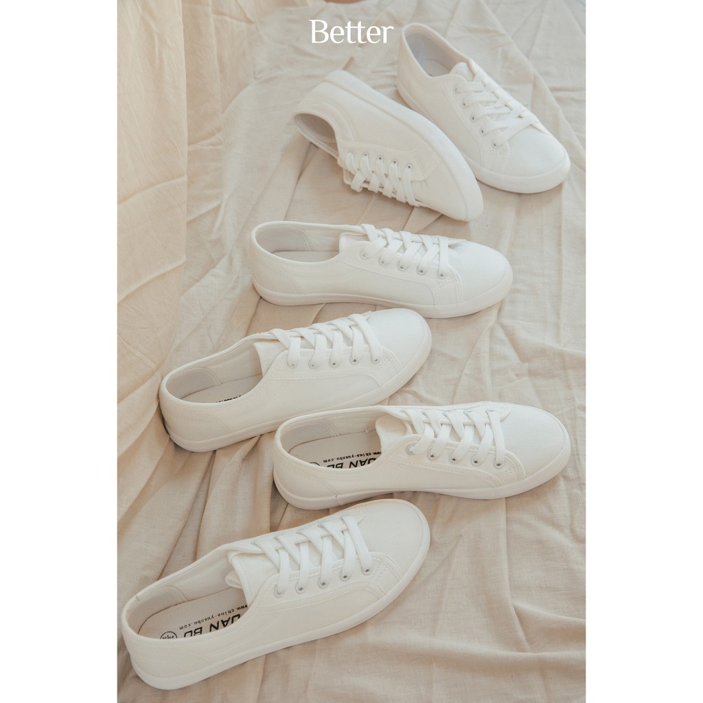 Giay sneaker vải canvas trắng trơn Better Shoes 160618001