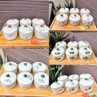 Hộp đựng mứt tết gốm sứ bát tràng hd01 set 6 hũ sứ vẽ tay