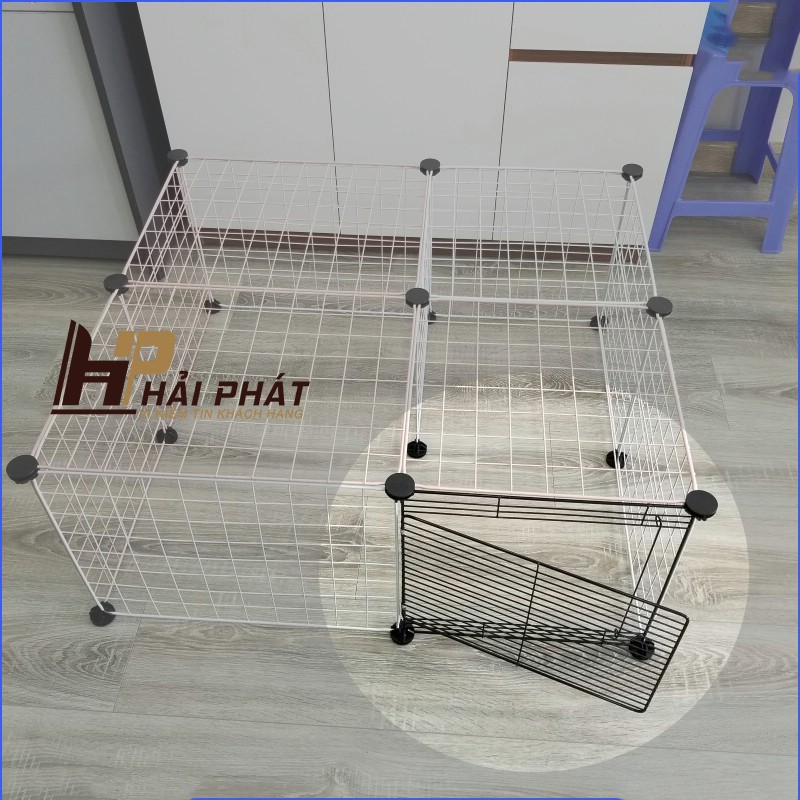 Chuồng chó mèo lắp ghép tiện lợi chắc chắn (11 Tấm lưới trắng + 1 Tấm cửa lưới)
