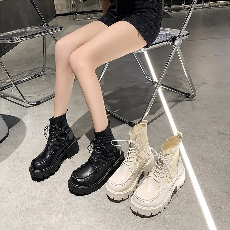 Giày ulzzang cao cổ phối len mã 198