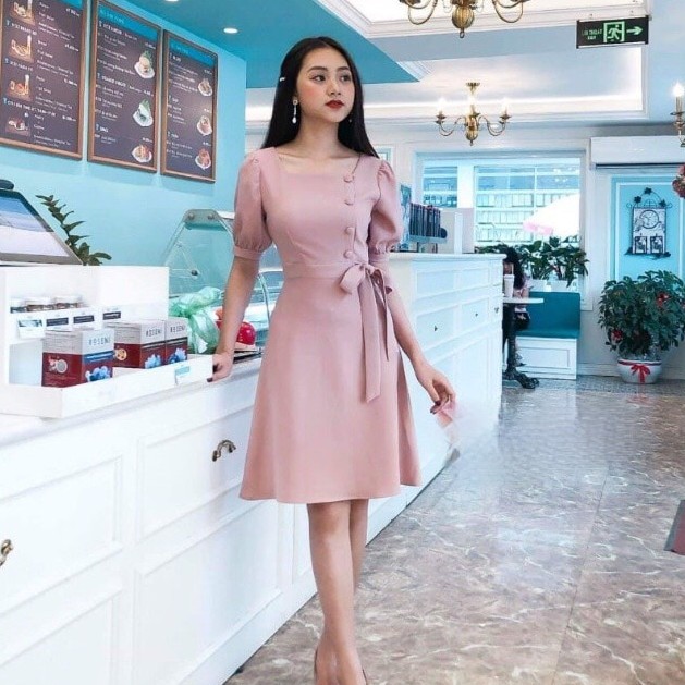 Đầm dự tiệc nút bọc hàng cao cấp | BigBuy360 - bigbuy360.vn