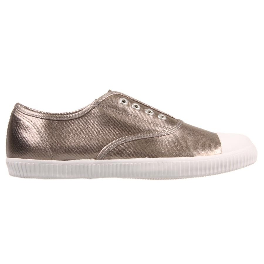 Giày lười slip on nữ Human Preminum (xám bạc súng)