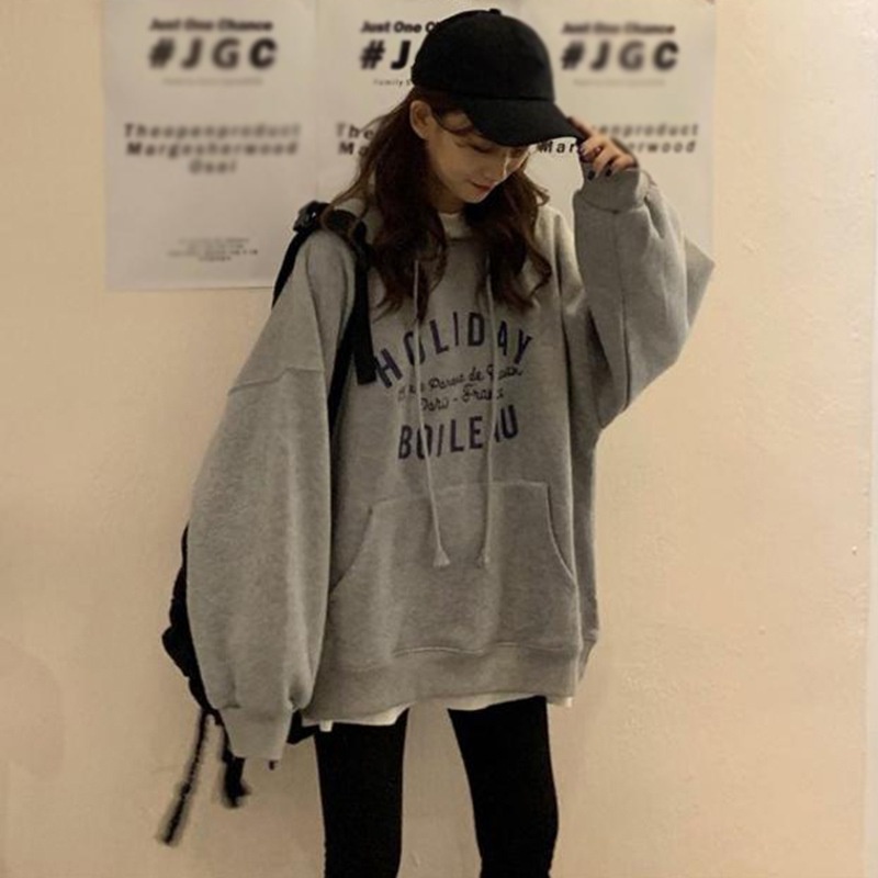 Áo Hoodie Unisex HOLIDAY 🦋 Áo Khoác Nỉ Nữ Có Mũ Dáng Rộng 2 Màu 🦋 | BigBuy360 - bigbuy360.vn