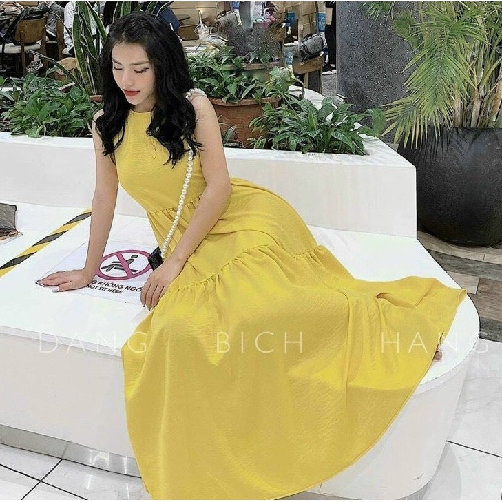 Đầm suông nữ babydoll 3 tầng khoét nách shynstores vải đũi dáng dài miên man | BigBuy360 - bigbuy360.vn