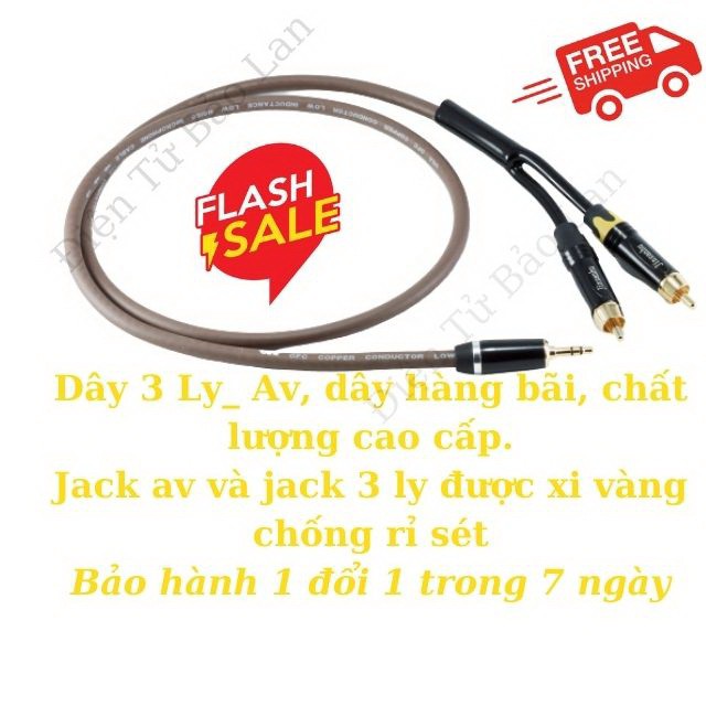 ( Đồng Nguyên Chất ) Dây Audio 3.5 ra Hoa Sen, Dây Hoa Sen Ra 3.5 Hàng Bãi, Dài 1m, 1.5m, 2m, 3m, 5m, 10m