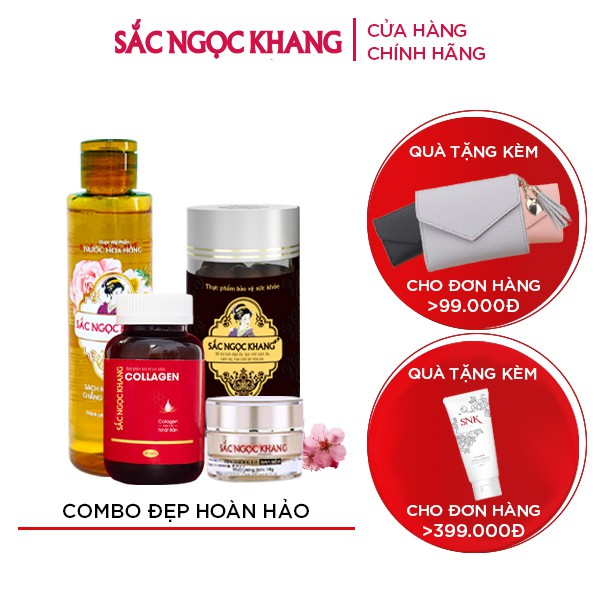 Combo Chăm Sóc Da Hoàn Hảo Sắc Ngọc Khang (1 Hộp Collagen + Nước hoa hồng + Kem dưỡng ban đêm + 1 Hộp Sắc Ngọc Khang++)