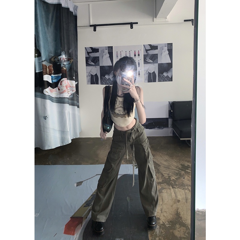 Quần Denim Ống Suông Rộng Lưng Cao Thời Trang Công Sở Dành Cho Nữ