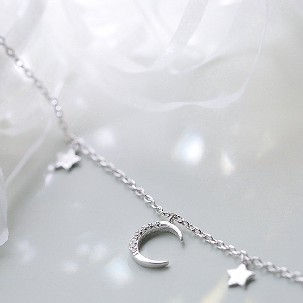 Vòng đeo tay hình mặt trăng ngôi sao đính đá nhân tạo lấp lánh