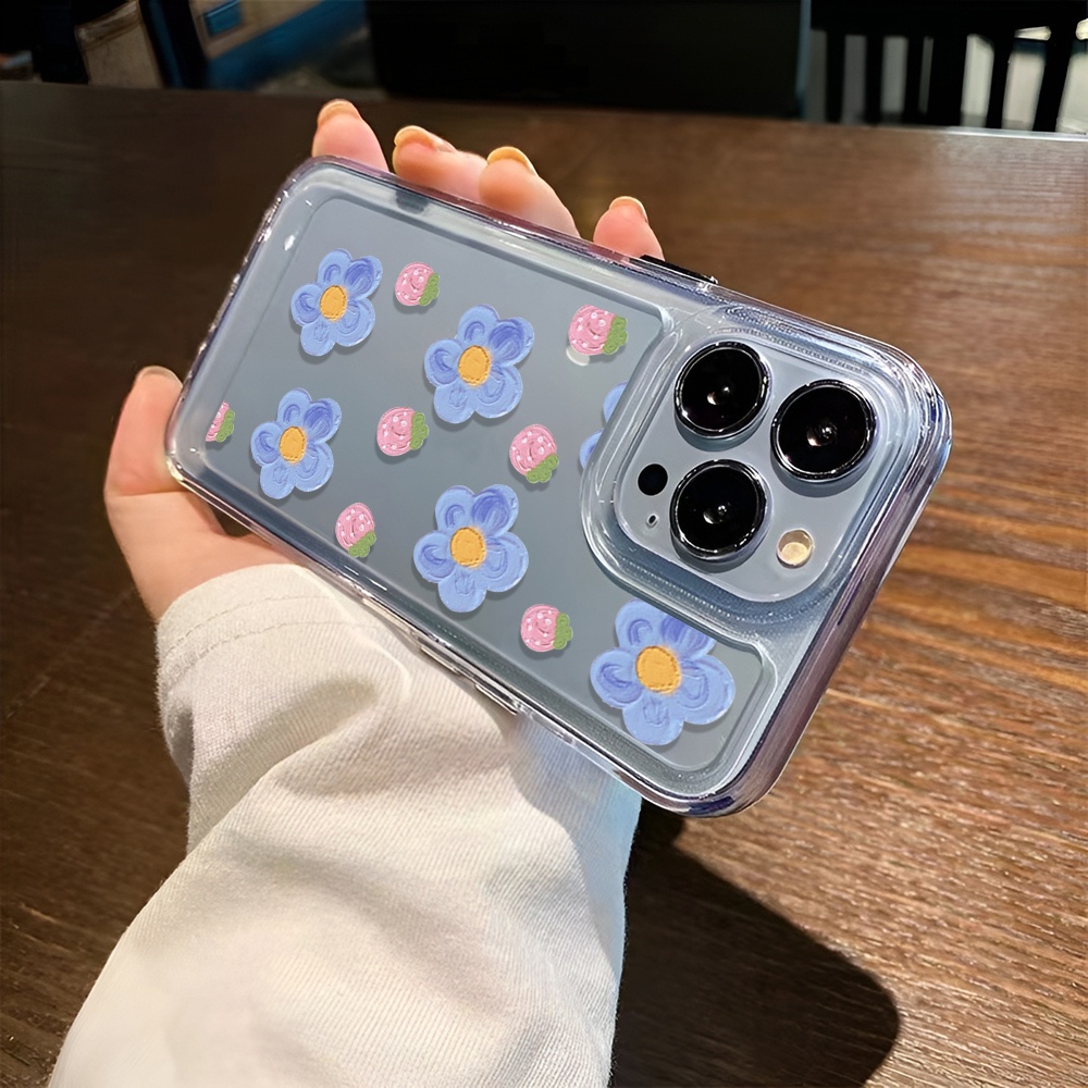 Ốp Điện Thoại Trong Suốt Hình Hoa Màu Xanh Dương Cho iphone 14 Plus 11 13promax 12 7Plus X XS Max 7 8 SE 2020