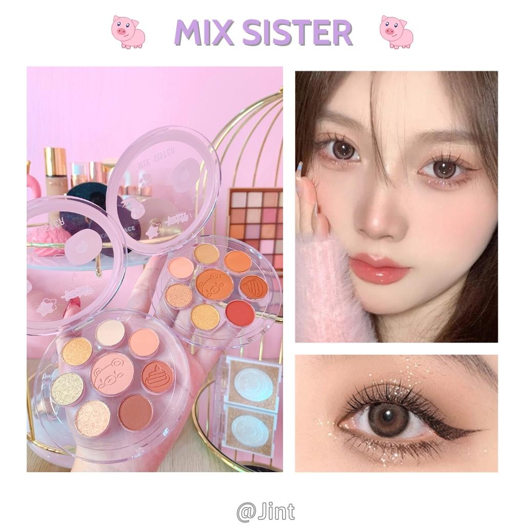 Phấn mắt MIX SISTER 8 ô họa tiết heo con - bảng phấn mắt JINT