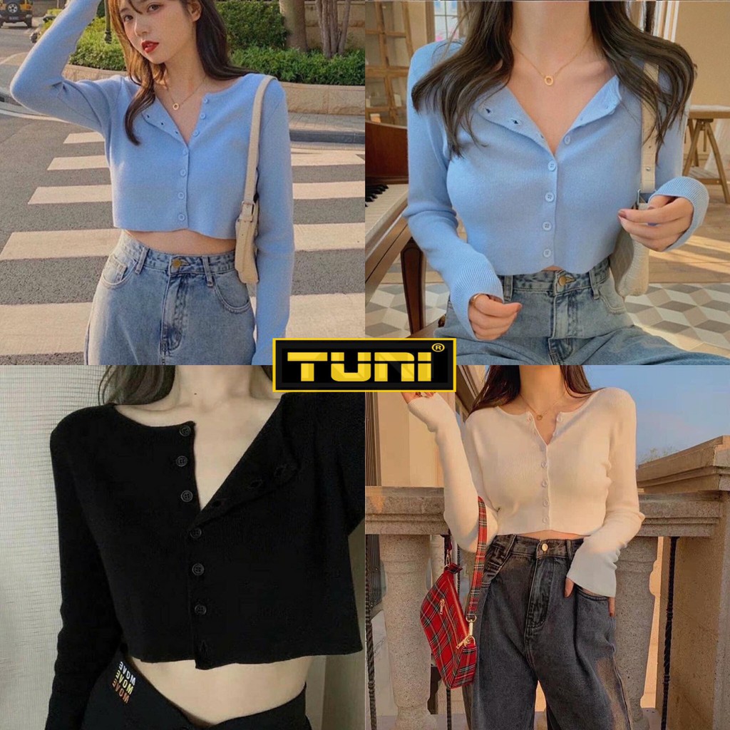 Áo Croptop Nữ Dài Tay YAN Vải Thun Gân Phong Cách Ulzzang - Tuni Store