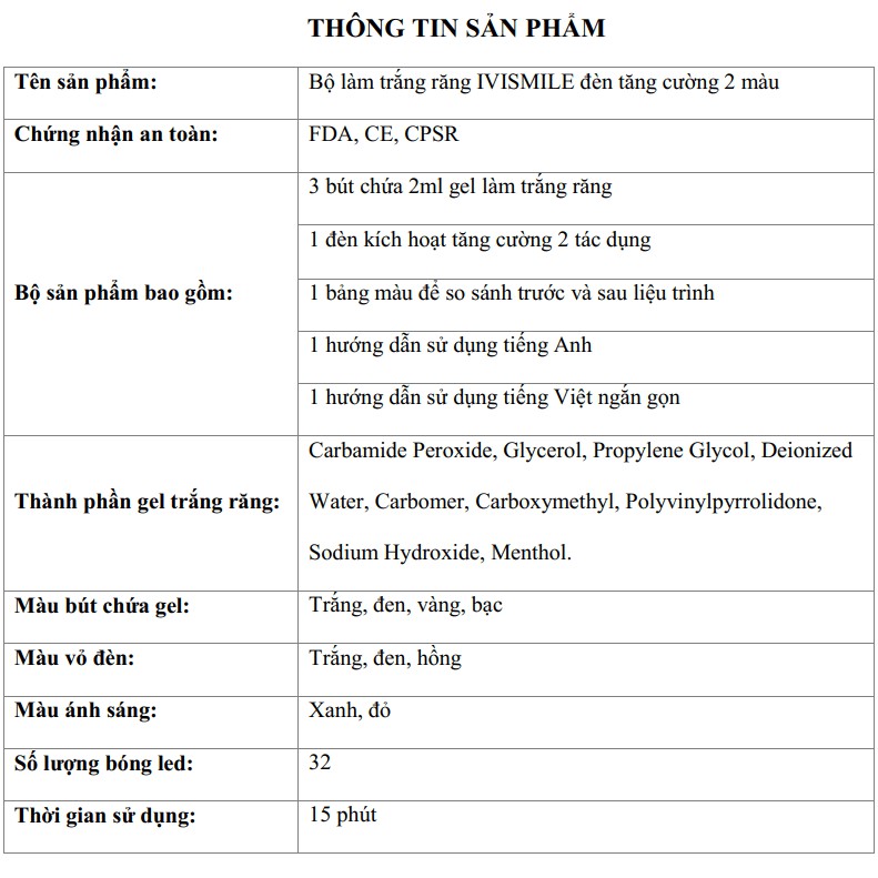 [XẢ HÀNG] Tự trắng răng tại nhà với bộ IVISMILE chính hãng chuẩn châu Âu, an toàn, hiệu quả lâu dài-Shop Tiện Ích Vượt T