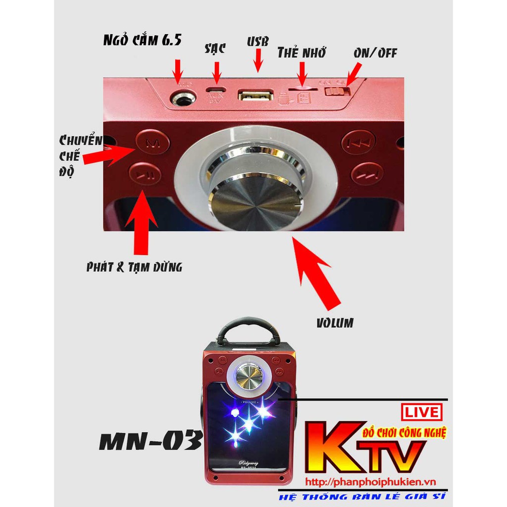 Loa bluetooth Karaoke Xách Tay MN03 Tặng Kèm Micro TL779