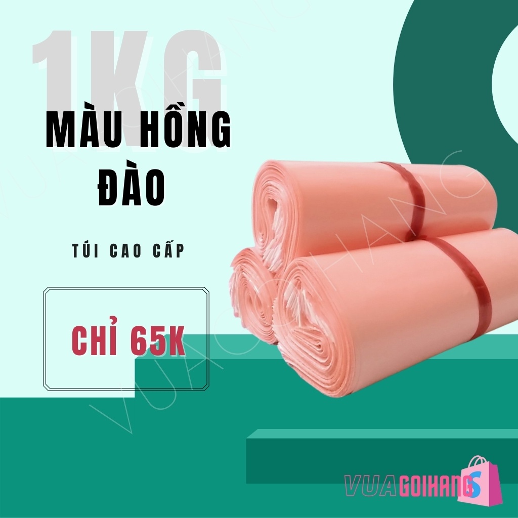 [1 kg] Túi gói hàng niêm phong, túi pe màu Hồng Đào có lớp keo dán siêu tiện lợi, hàng có sẵn nhiều size