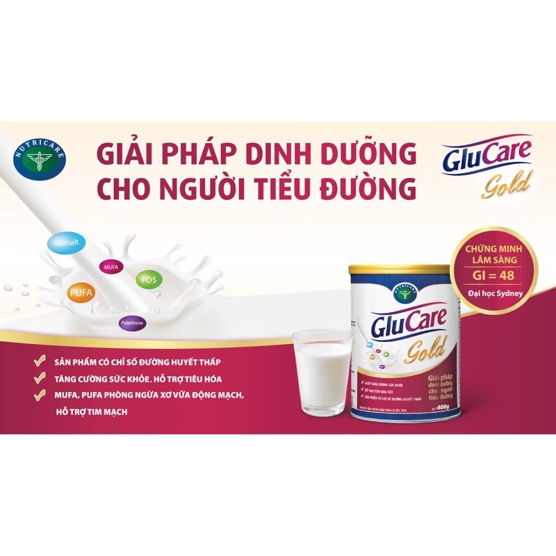 Sữa bột Glucare Gold dinh dưỡng cho  người tiểu đường 900g (date mới)