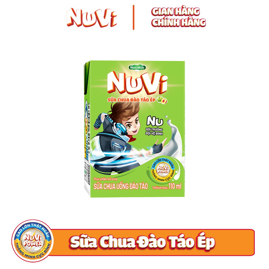 Thùng 48 hộp NuVi Sữa chua uống Đào táo hộp 110ml/hộp