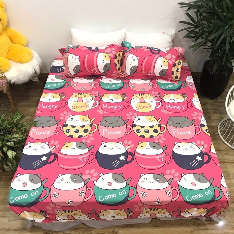 Ga Trải Giường Kèm 2 vỏ gối , drap trải giường Poly Cotton M6/M8 Nhiều Mẫu Tùy Chọn