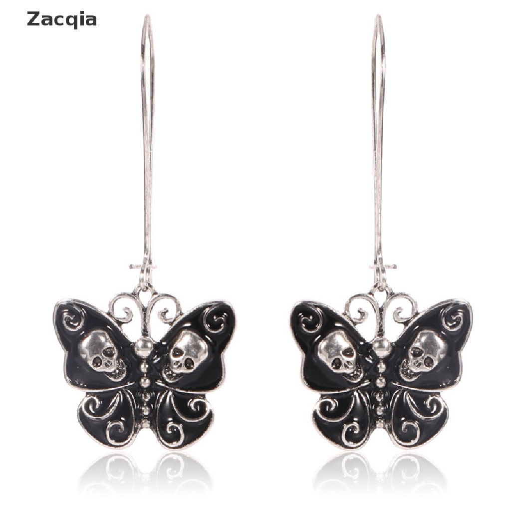 Zacqia Women Retro Punk Gothic Fashion Jewelry Butterfly Skull Ear Dangle Long Earrings VN