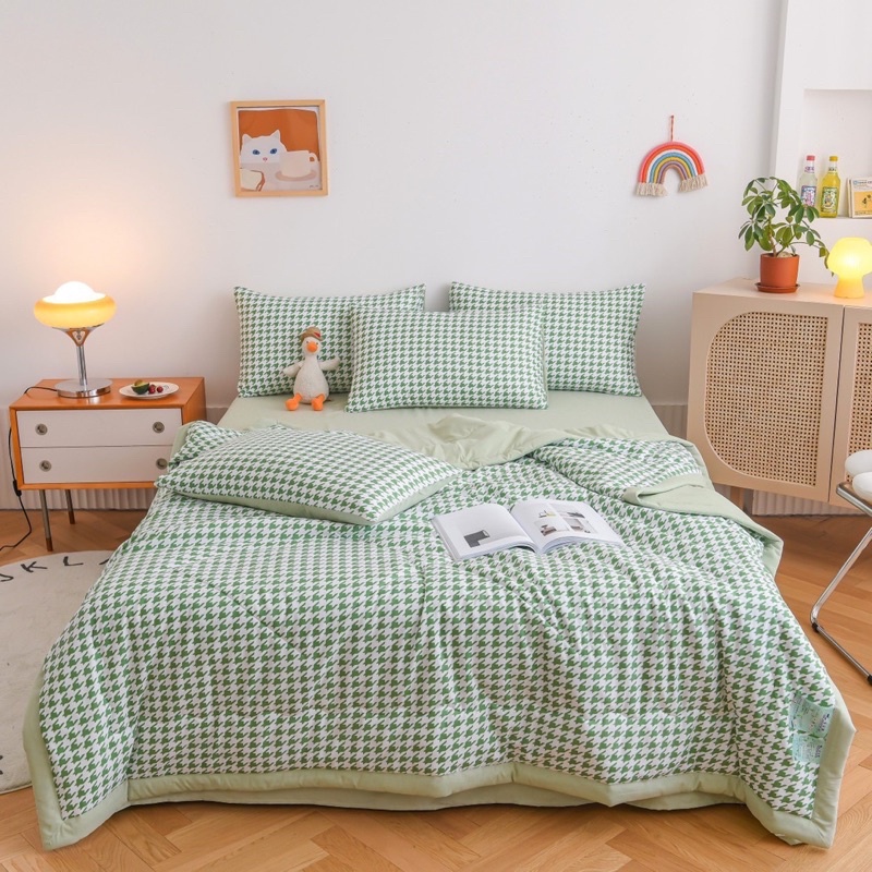 Bộ chăn ga gối Cotton Đũi Thô , Set chăn ga gối đũi hè, chăn trần bông nhập khẩu đủ kích thước