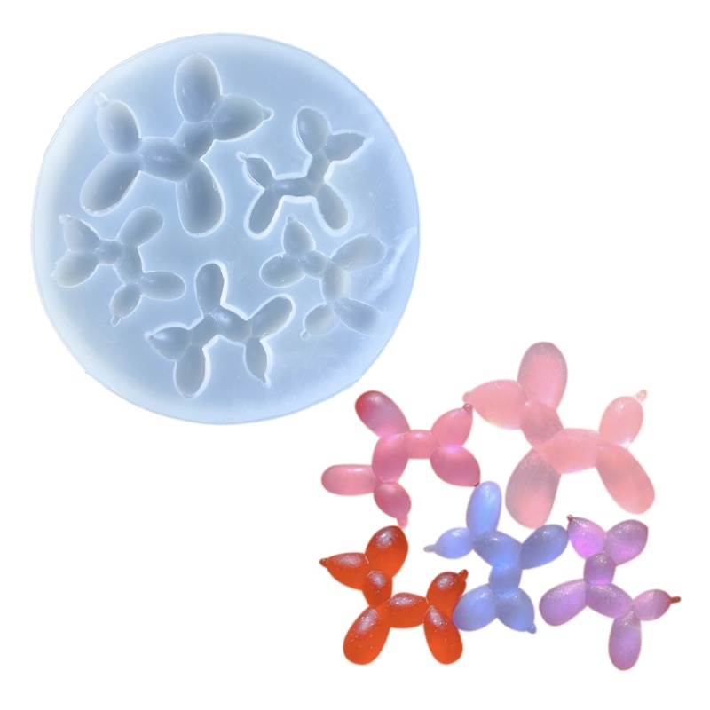 Khuôn Silicone Làm Móc Khóa Hình Chú Chó Và Bong Bóng 3D DIY