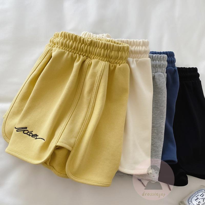 Quần Short Nữ Lưng Thun Rút Dây Thêu Chữ Thời Trang