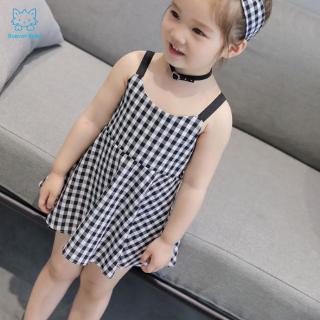 Đầm Sát Nách Kẻ Ca Rô Cho Bé