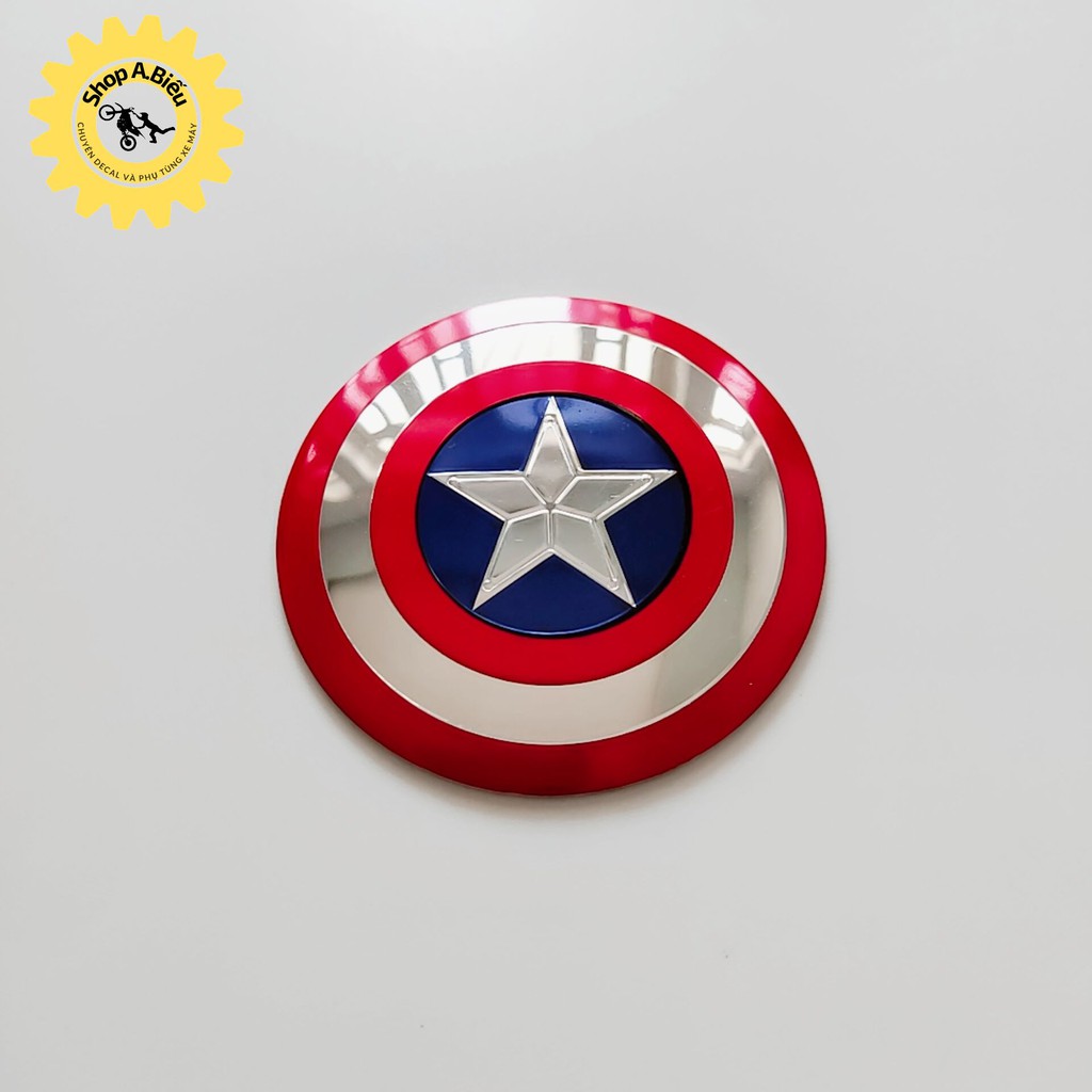TEM DECAL NHÔM HÌNH KHIÊN CAPTION AMERICA