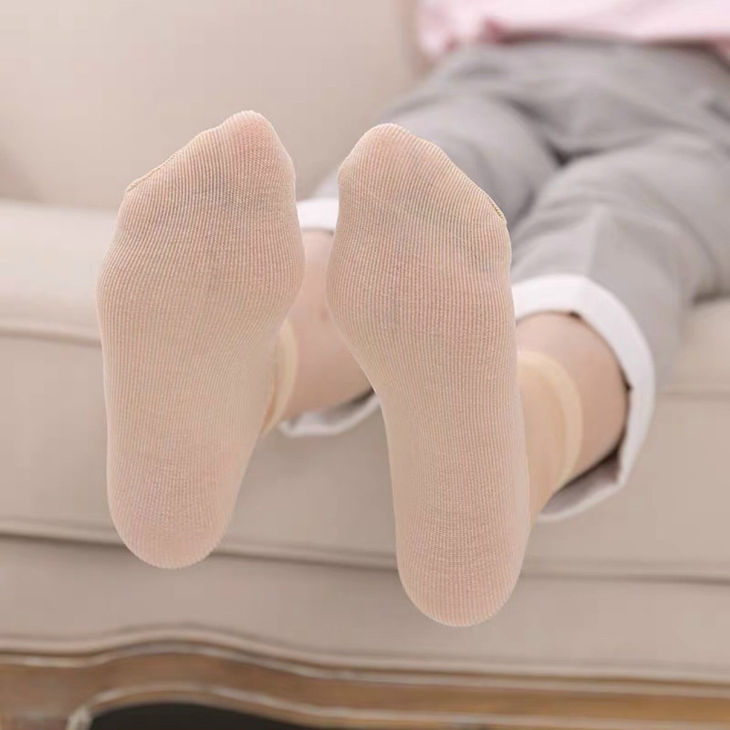 Tất nữ cổ cao vải cotton phối lưới mỏng họa tiết đơn giản vải mềm mịn mát Chun- T15