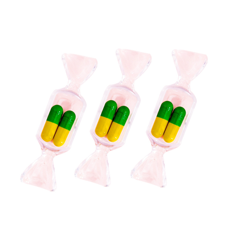 Set 2 hộp mini trong suốt hình viên kẹo đựng trang sức tiện dụng