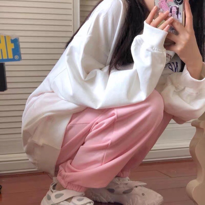 Bộ Nỉ Ngoại Nữ New End 🦋 Set Bộ Áo Thun Kèm Quần Joger Màu Hường 🦋 | BigBuy360 - bigbuy360.vn