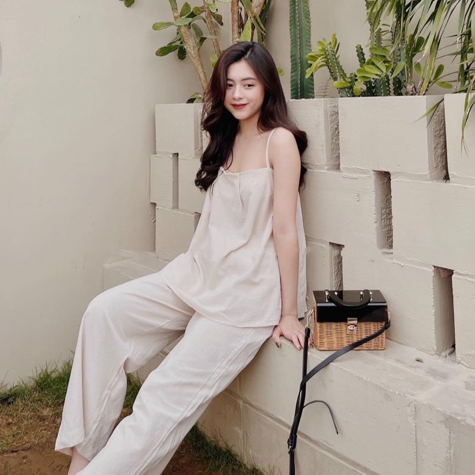 Set đồ nữ cá tính, set quần dài áo hai dây đi chơi sang chảnh mùa hè đẹp 8A00108 | BigBuy360 - bigbuy360.vn
