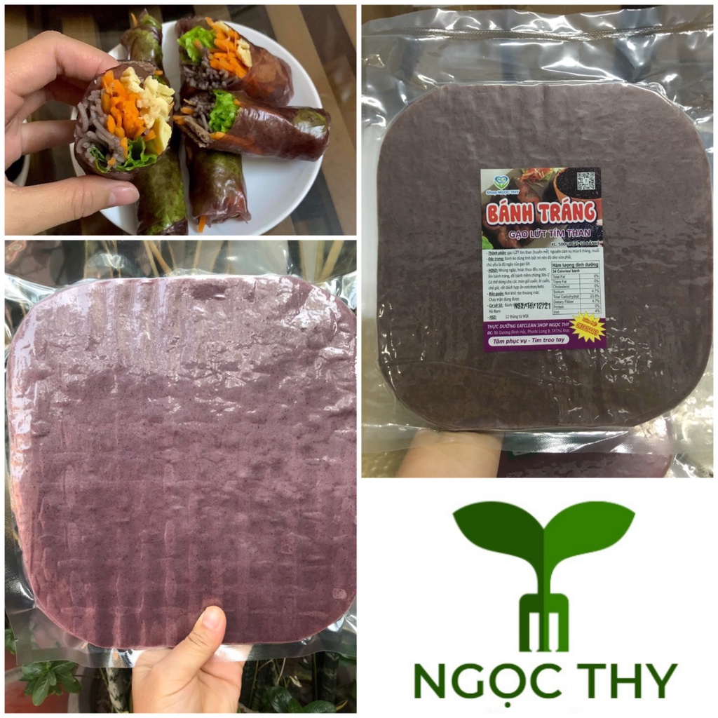 [NT Food] Bánh tráng vuông gạo lứt đen (bánh tráng huyền mễ) ăn eatclean giảm cân