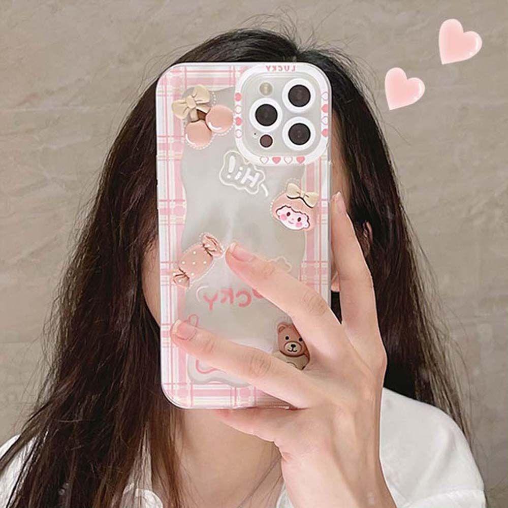 Ốp Điện Thoại Mềm Trong Suốt Họa Tiết Gấu QUINTON Dễ Thương Cho iPhone 13Pro Max 13