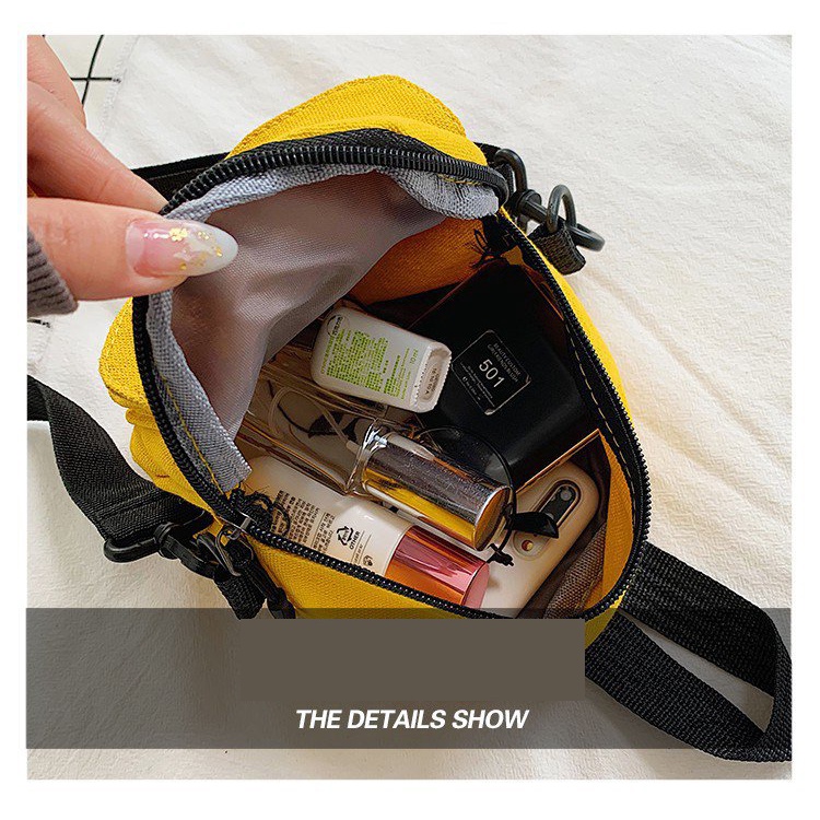 Túi vải canvas đeo vai mini đa năng thời trang cho nữ