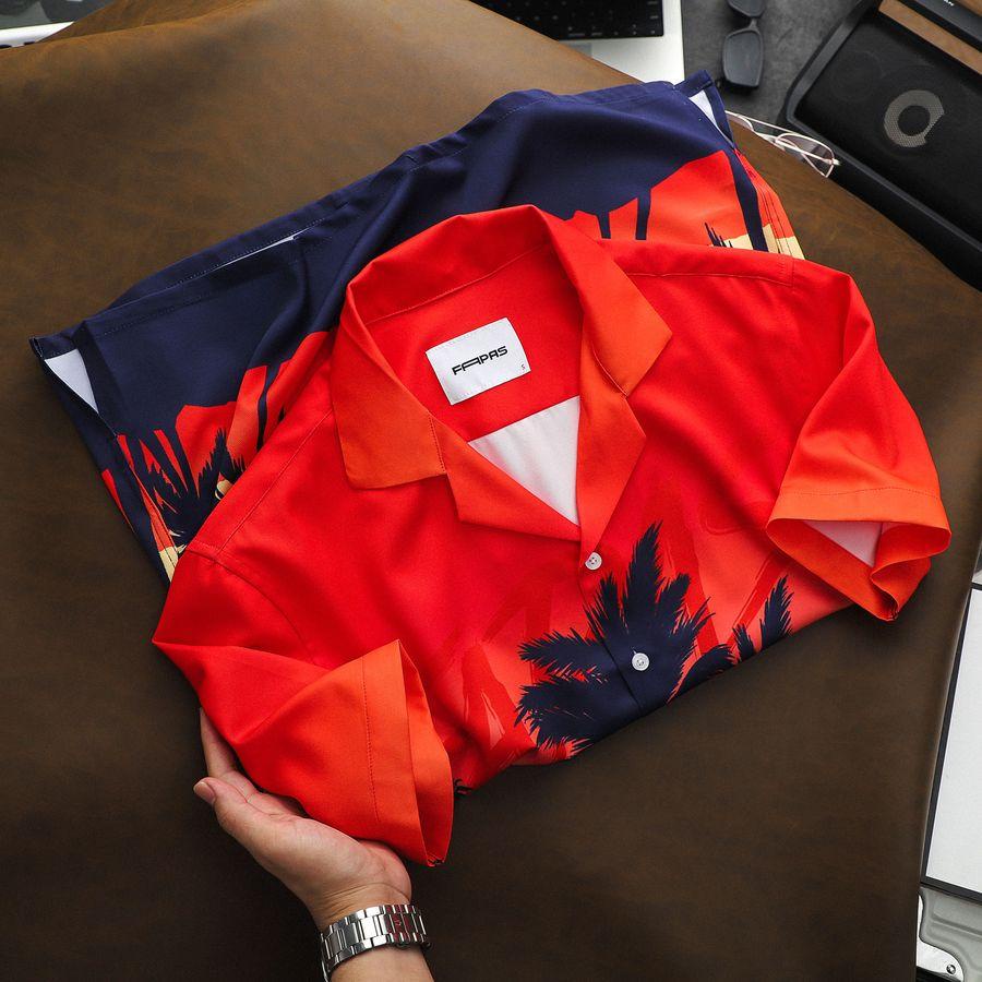 Áo Sơ Mi Nightfall Tay Ngắn Họa Tiết Mùa Hè Chất Chun Chéo Thoáng Mát Form Relaxed - FAPAS