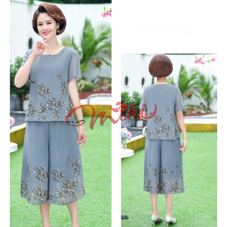 Set Bộ đồ trung niên nữ dự tiệc sang trọng B75 - Bộ mặc nhà cao cấp trung tuổi - Quần áo kiểu thời trang cho mẹ Bigsize