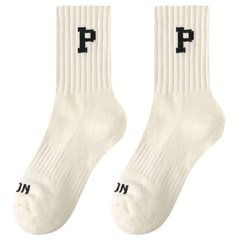 Xixi Vớ Cotton Cổ Vừa Màu Trơn In Chữ P Phong Cách Harajuku Đường Phố Hip Hop Đường Phố Cho Nam Nữ