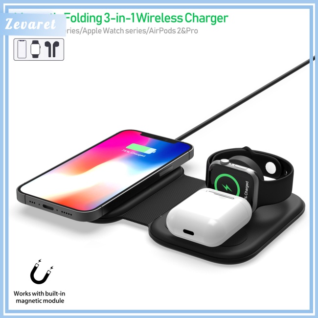 Đế Sạc Nhanh Không Dây Zevaret F20 3 Trong 1 15w Sạc Nhanh Cho Điện Thoại / iwatch / tws