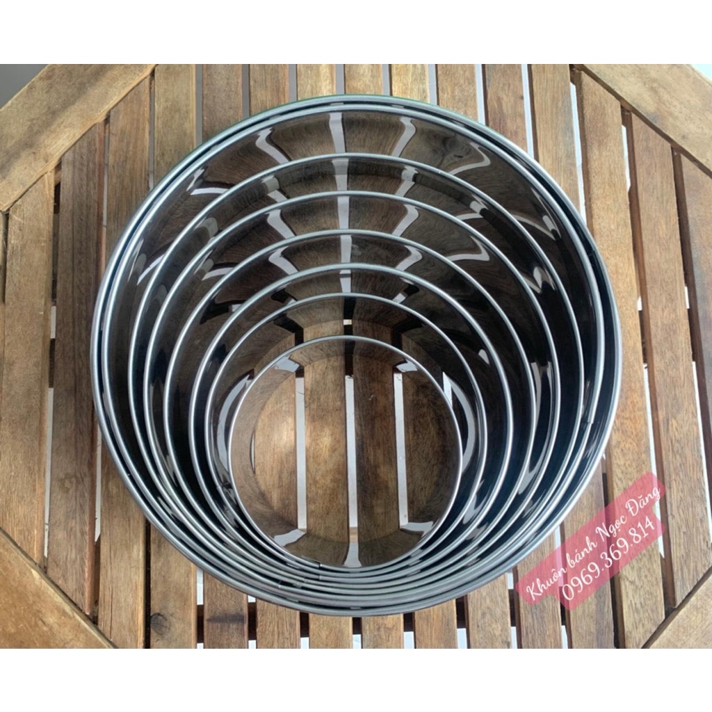 Khuôn Ring Tròn Inox đường kính khuôn từ 10cm đến 30cm cao 6cm. Bánh lạnh, Bánh Mousse, Cheese chanh dây