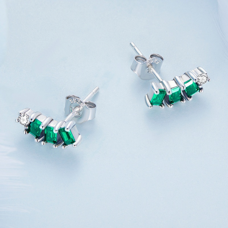 Đôi khuyên tai BAMOER bạc 925 đính đá nhân tạo thời trang sang trọng