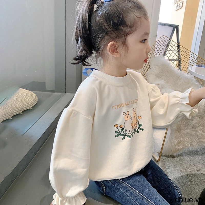 Áo sweater mỏng tay dài in hoạt hình cho bé gái Hàn Quốc