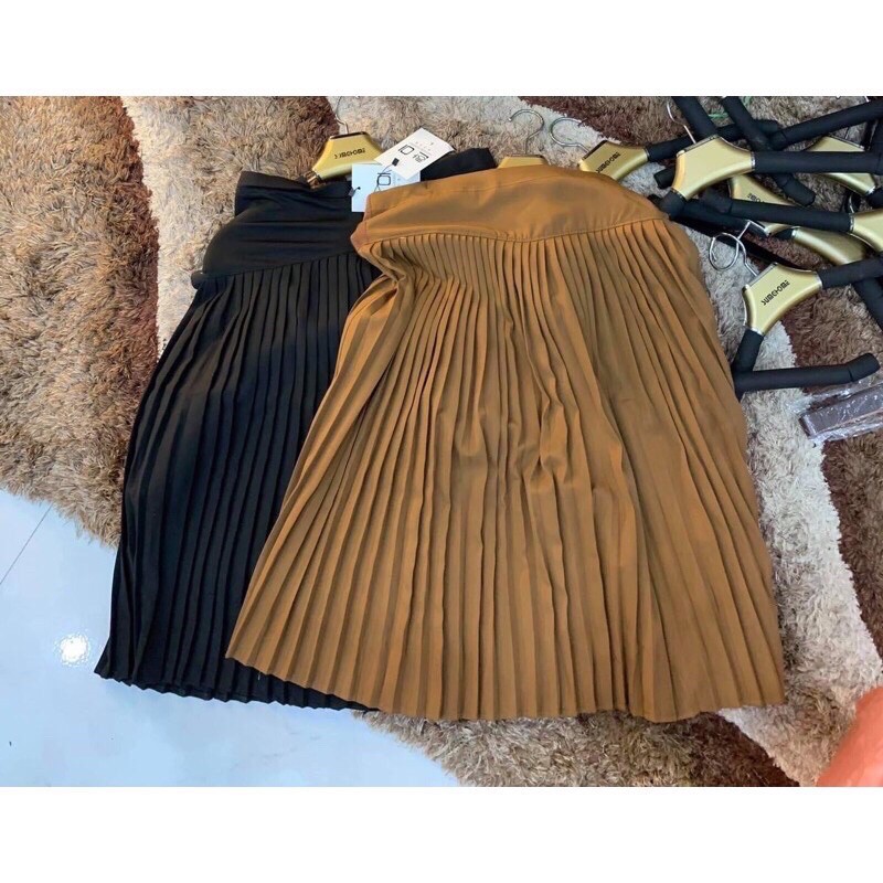 Chân váy bầu xếp li dài Aidenshop chân váy bầu đẹp có đáp bụng