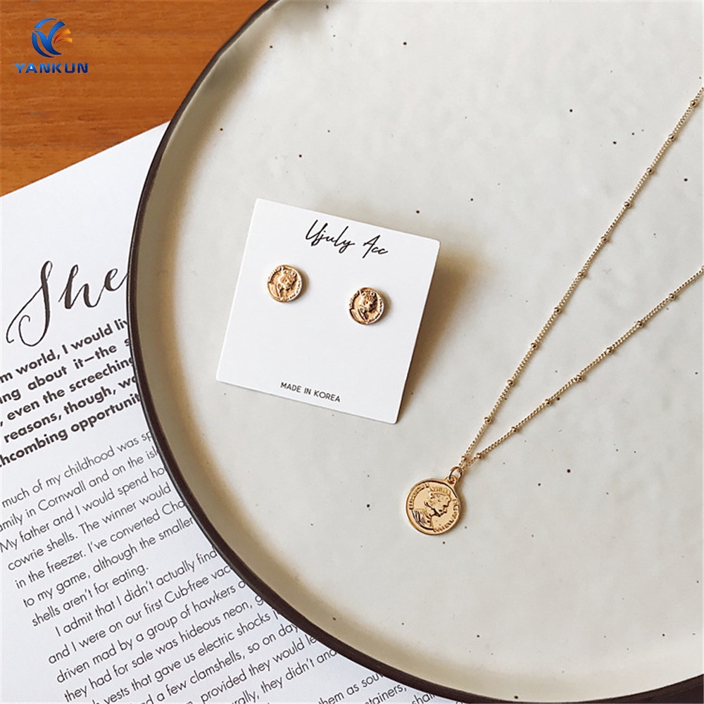 vòng cổ Mặt Hình Đồng Xu Phong Cách Retro Thời Trang Cho Nữ