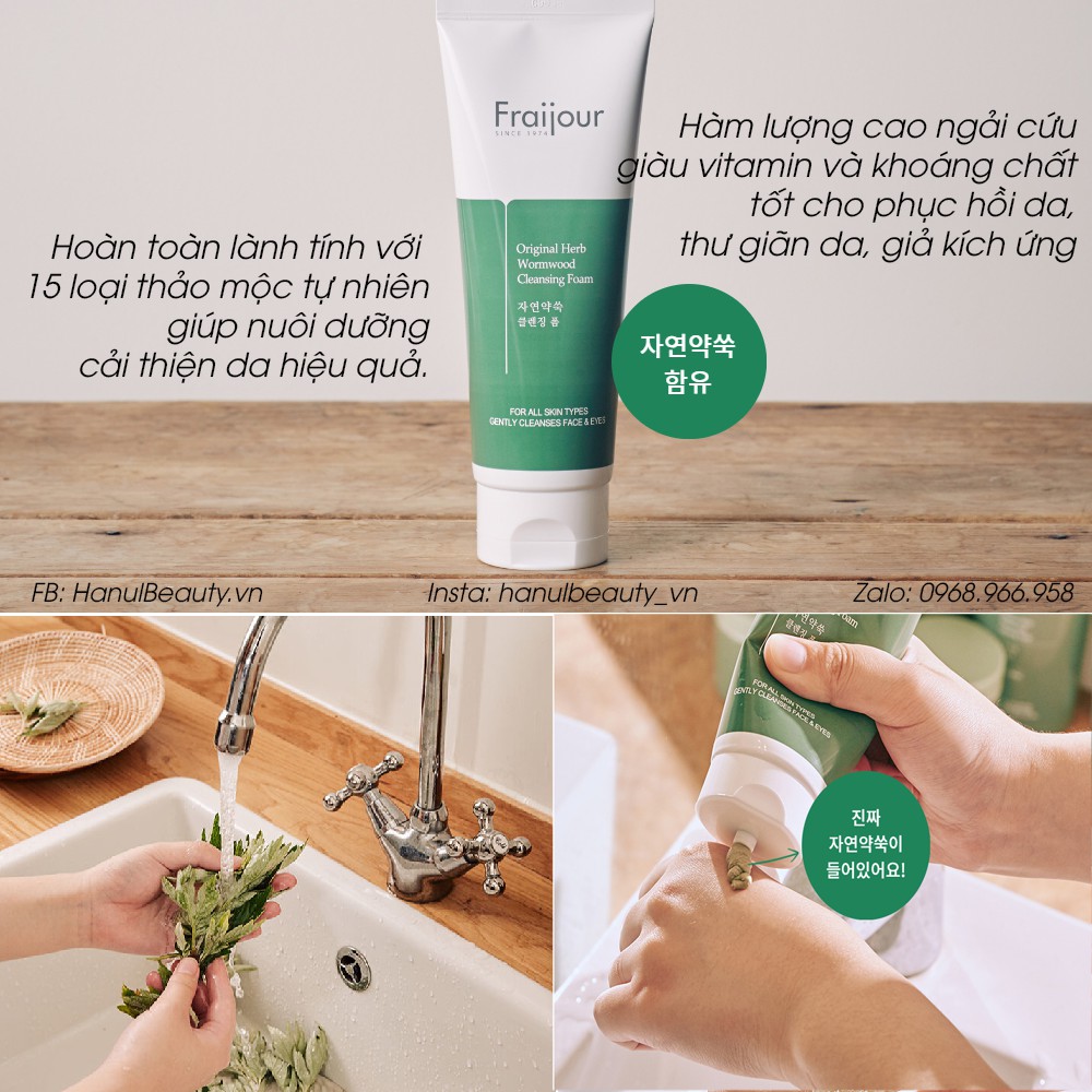 (Date 2023) FRAIJOUR Sữa Rửa Mặt Thảo Mộc Original Herb Wormwood Cleansing Foam 150ml | BigBuy360 - bigbuy360.vn