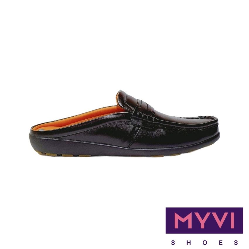 Giày Sục Da Bò Thật Nam Trung Niên, Mũi Vuông, Trang Trí Vintage Cổ Điển & Logo Cá Sấu (Đen) - MyVi Shoes | BigBuy360 - bigbuy360.vn